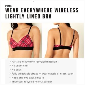 Victoria's secret pink wear everywhere wireless lightly lined bra 38D